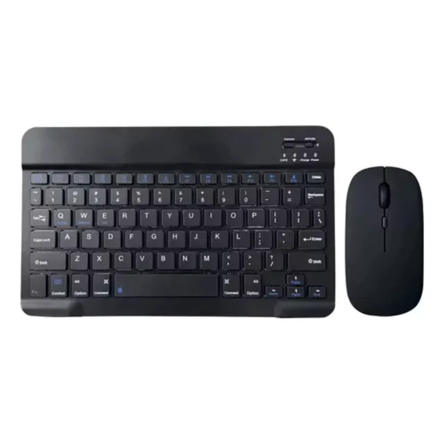 Combo Mini Teclado Y Mouse Bluetooth Recarga Portatil Plano