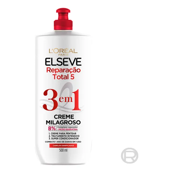 Creme Milagroso 3 em 1 Elseve Reparação Total 5 500ml