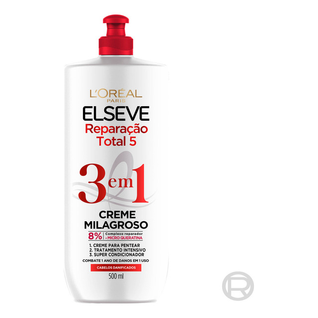 Creme Milagroso 3 Em 1 Elseve Reparação Total 5 500ml Creme Milagroso 3 Em 1 Elseve Reparação Total 5 500ml