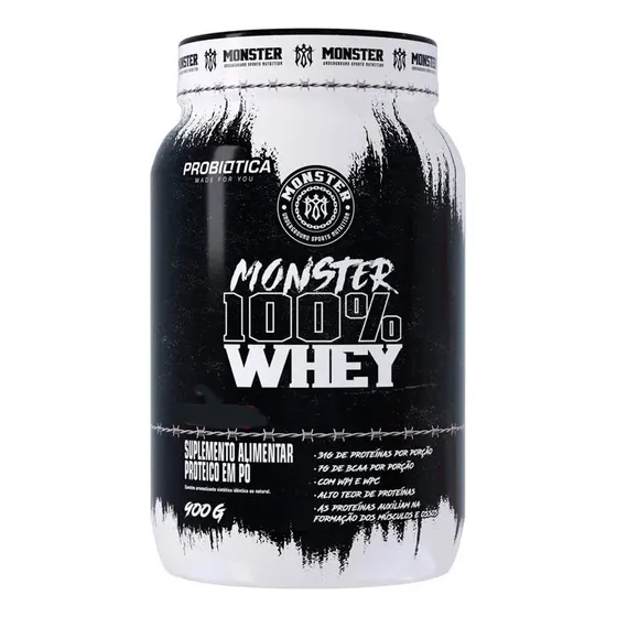 Monster 100% Whey Pote 900g - Probiótica Sabor Chocolate