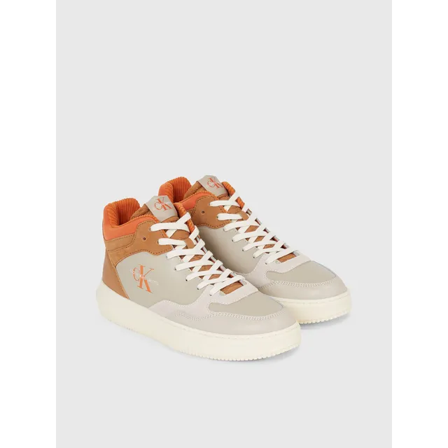 Tenis Beige De Corte Alto Cuero Para Hombre Calvin Klein
