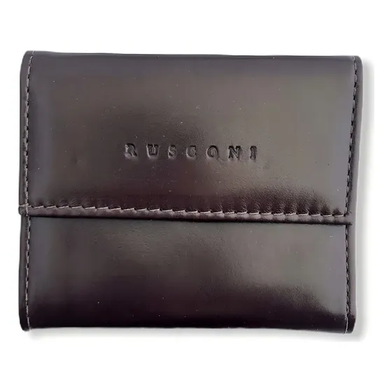 Billetera Rusconi De Dama Chica, Cuero Vacuno Color Marrón Oscuro