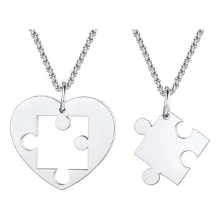 V 2pc Collar Pareja Dijes Plata Acero Inoxidable Regalos V 2pc Collar Pareja Dijes Plata Acero Inoxidable Regalos