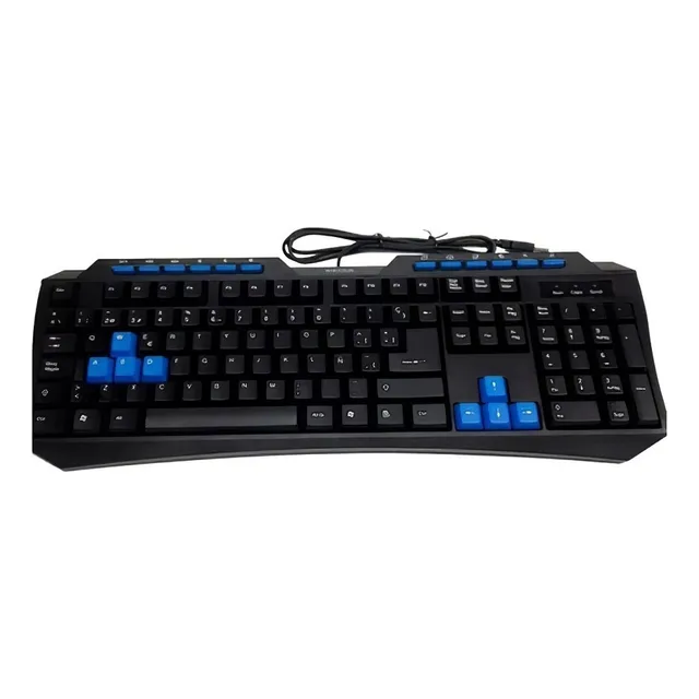 Teclado Gamer Multimedia Seisa Dn-d221 Usb Teclas Azules Esp Color del teclado Negro Idioma Español Latinoamérica
