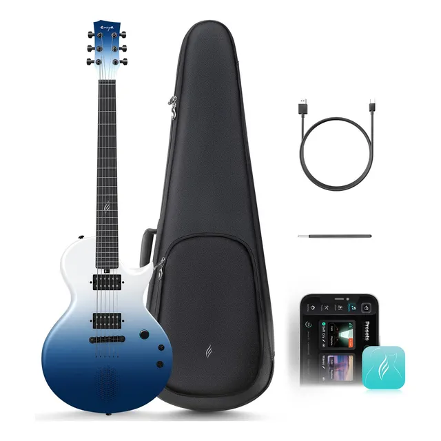 Guitarra Eléctrica Enya Nova Go Snoic Fibra Carbono 38'' Color Azul