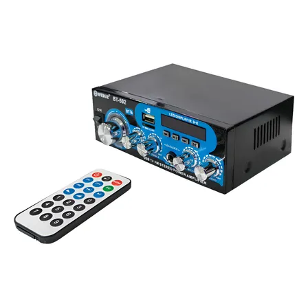 Amplificador Bluetooth 12v/220v Usb Fm Sd Card Karaoke Mp3 Negro