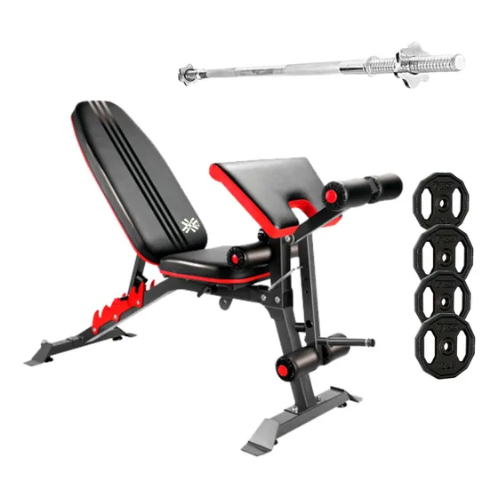 Banca De Pesas Iron Gym Barra + 20kg De Discos