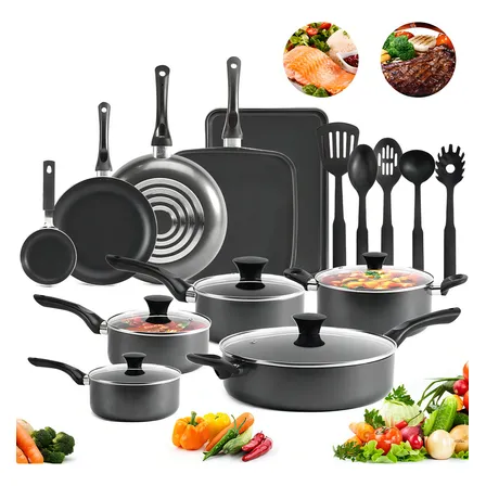 Batería De Cocina Orfeld Ng3sss 20 Piezas De Aluminio Con Antiadherente Color Negro