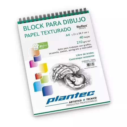 Block Papel Texturado Plantec A4 210g Anilado Sup. Acuarelas