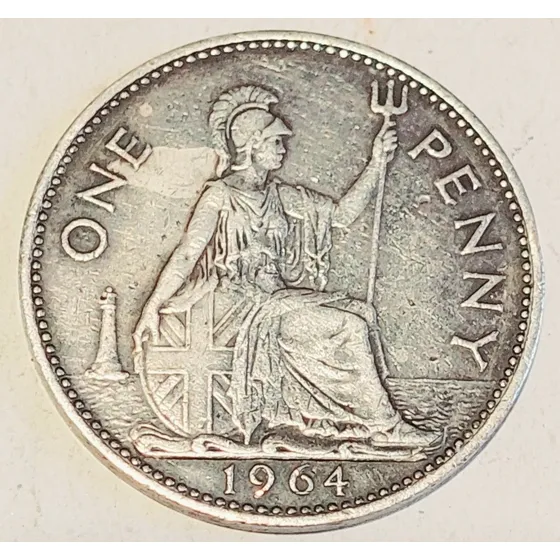 One Penny 1964 Un 1 Penique Plateado Joyería O Botón Rastra