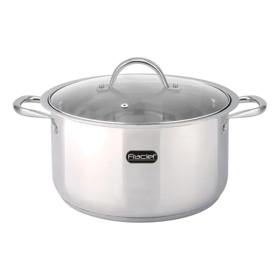 Olla Con Tapa 26 Cm /6 L Induccion Acero Inoxidable Fraciel Color Gris
