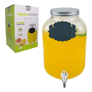 Dispenser Suqueira Jarra Vidro Cristal Luxo 5 L Suco Dispenser Suqueira Jarra Vidro Cristal Luxo 5 L Suco