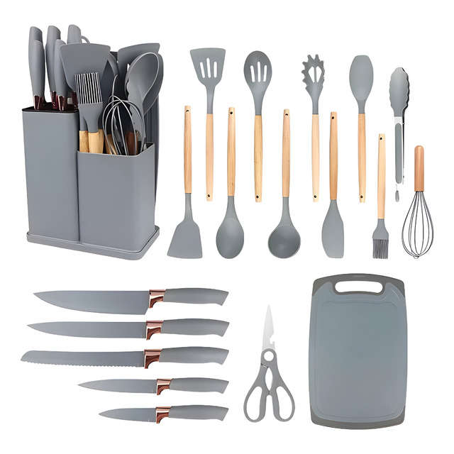 Kits 19 Peça Utensílios Cozinha Casa Tabua Silicone Espátula Kits 19 Peça Utensílios Cozinha Casa Tabua Silicone Espátula