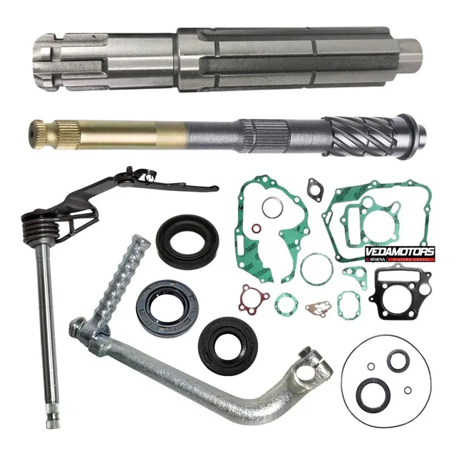Eixo Pinhão Pedal Partida Eixo Marcha Cambio Pop 100 Kit