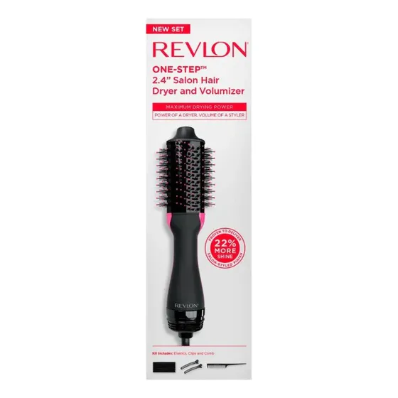 Set: Cepillo Secador Revlon One-step 2.4  Para Brillo
