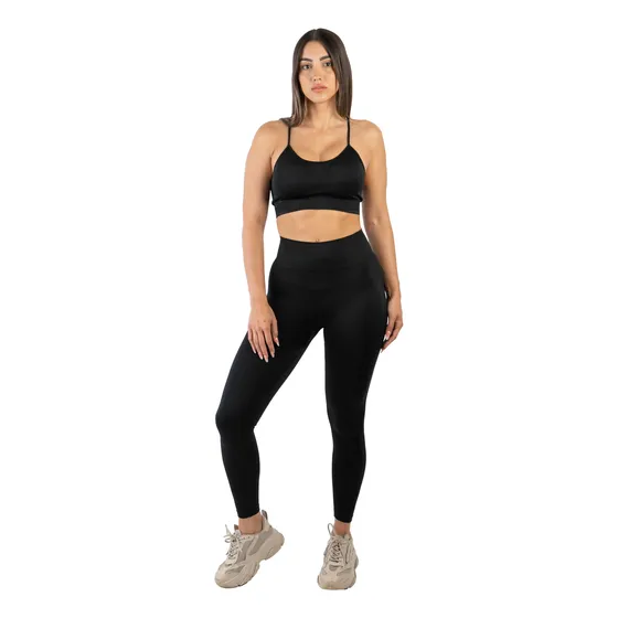 Conjunto Calza + Top Push Up Frunce Levanta Cola Justa Sport