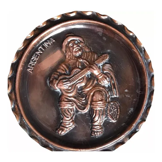 Plato Decorativo Relieve 3d En Laton Cobre Bruñido Antiguo