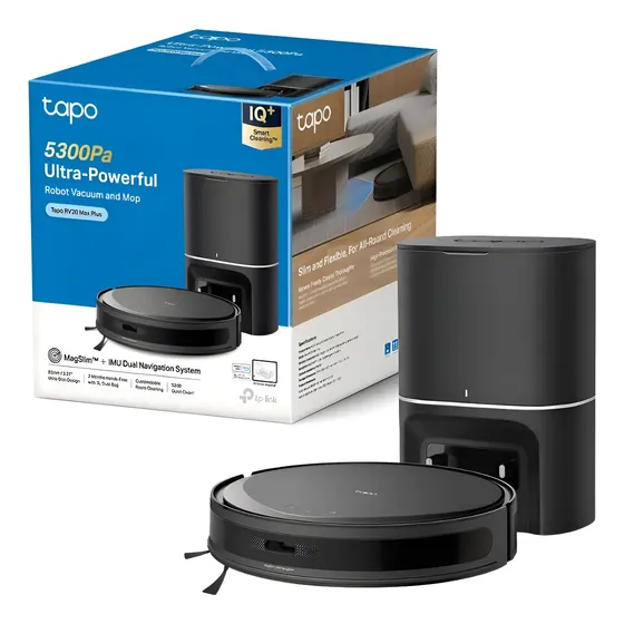 Aspiradora Robot Tp-link Tapo Rv20 Max Plus Magslim + Base Negro | Cuotas sin interés