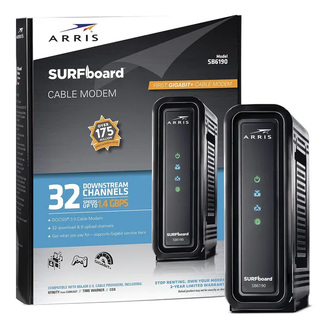 Arris Surfboard Sb6190 Modem 16x4 Major U.s. Docsis Cable Color Negro