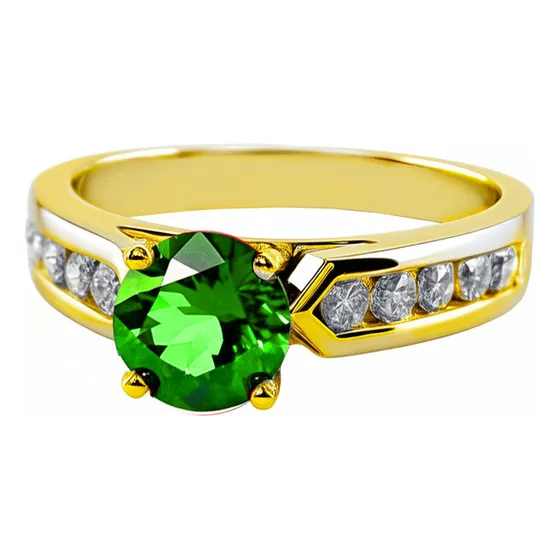 Anillo Promesa Oro Sólido 14k Certificado Esmeralda Eternity Amarillo