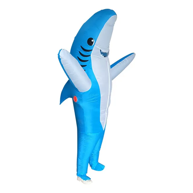 Disfraz inflable para Halloween, tamaño adulto, de tiburón azul, de Poptrend