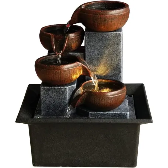 Fuente De Agua Feng Shui Con Led De Lujo