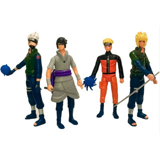 Kit C/4 Bonecos Naruto Uzumaki Articulado Sasuke Kakashi Nov Kit C/4 Bonecos Naruto Uzumaki Articulado Sasuke Kakashi Nov