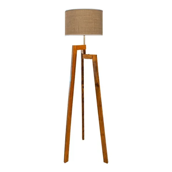 Lampara De Pie Tripode Madera Modelo Nordic