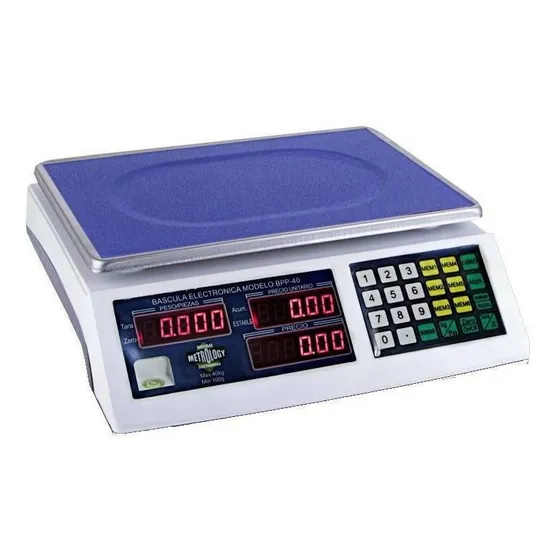 Báscula comercial digital Metrology BPP-40RS 40kg 127V blanco 32 cm x 22 cm