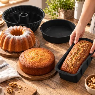 Kit 3 Formas Silicone Air Fryer Bolo Pão Pudim Forno 3 Peças