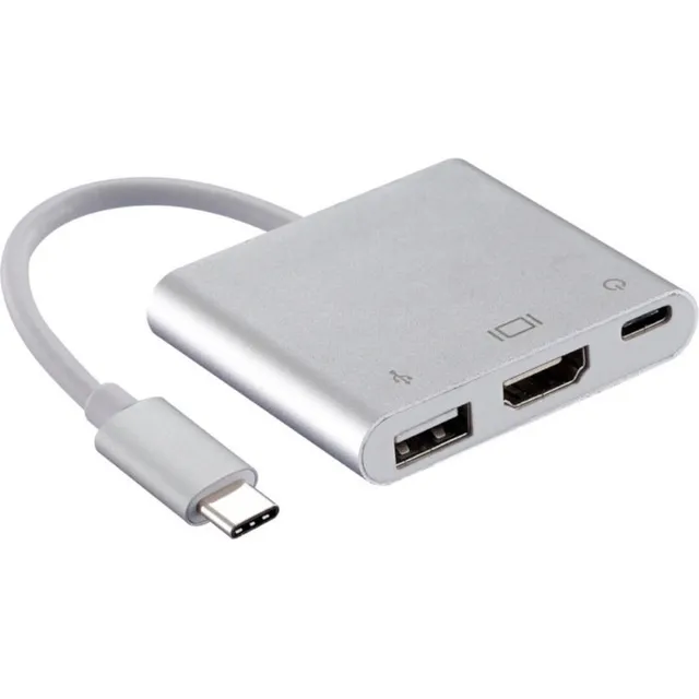 Adaptador Usb-c A Hdmi Usb 3.0 Tipo C 3.1 Mac Cable Color Gris 10 cm
