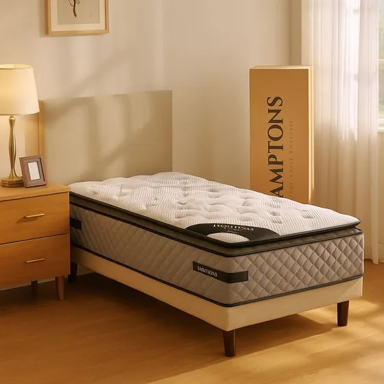 Colchon 1 Plaza Hamptons Hybrid Resortes + Memory Foam Lcm