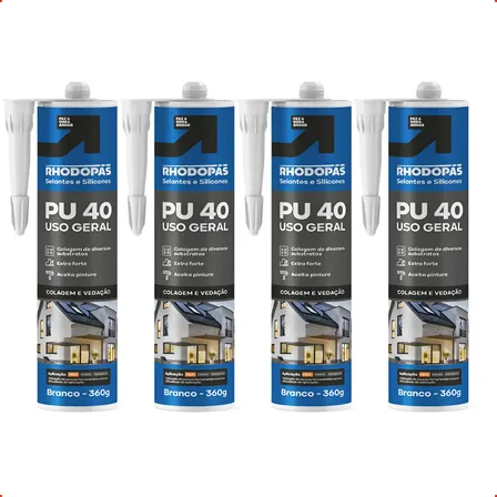 Kit 4 Selantes Poliuretano Adesivo Pu40 Rhodopás Branco