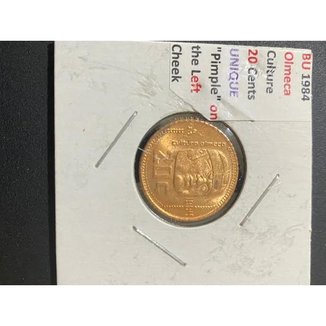 20 Centavos Cabeza Olmeca Nueva D 1984 Con Error D Acuñacion