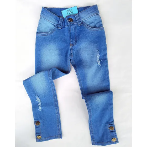 Pantalón Jean Tiki Niña Largo Celeste Talles 2 A 16