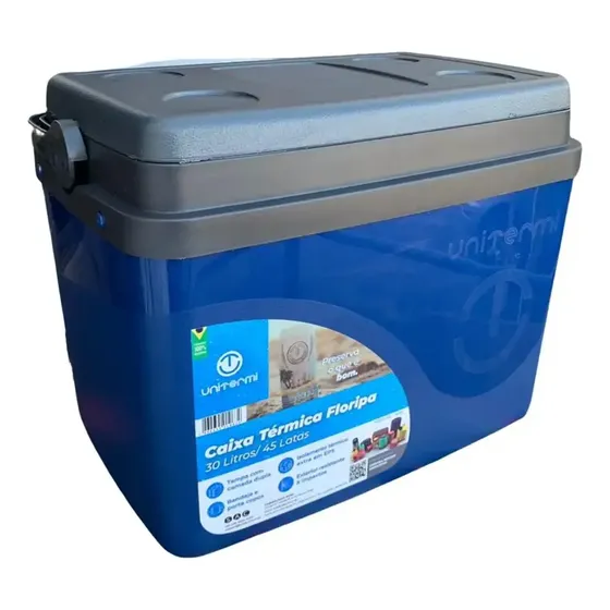 Caixa Térmica Cooler Floripa 30 Litros C/ Alça Unitermi Cor Azul