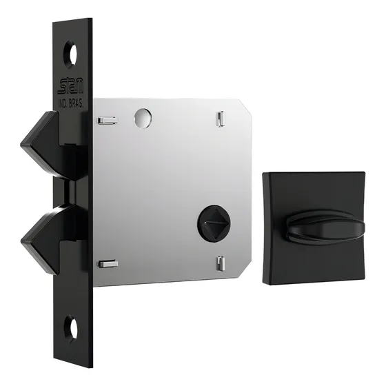 Fechadura Porta De Correr 1006s Wc Preto Fosco Quadrada Stam