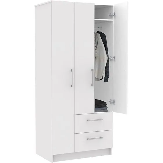 Closet Organizador De Ropa 3 Puertas 2 Gavetas Blanco Wengue