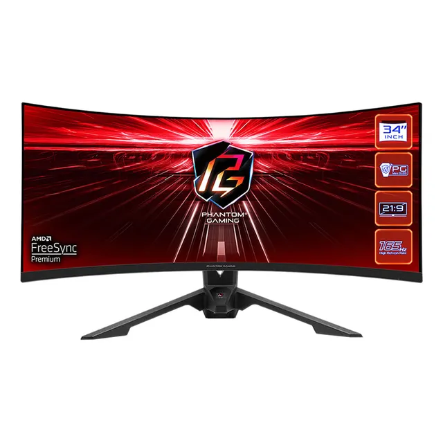 Monitor Gamer 34 Asrock Pg34wq15r3a, Wqhd, 165hz, Hdmi/dp Color Negro