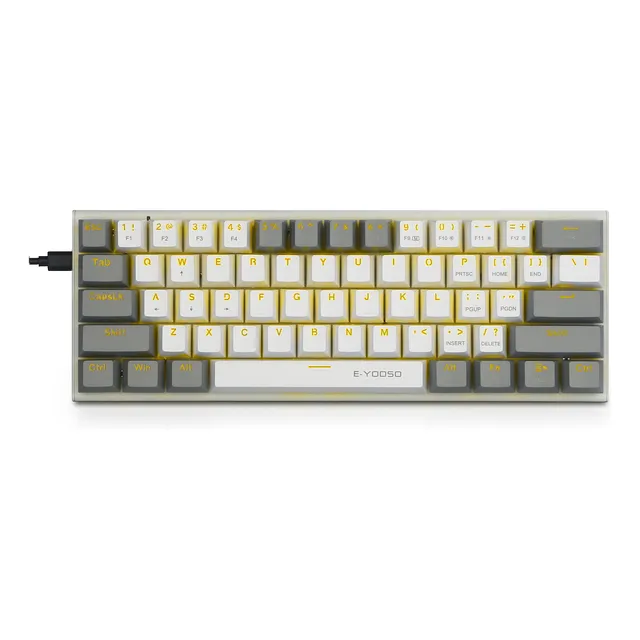 Teclado Gamer E-yooso Z11 Qwerty Color Blanco - Gris/ Single Light Amarilla/ Switch Azul/ Idioma Inglés Us