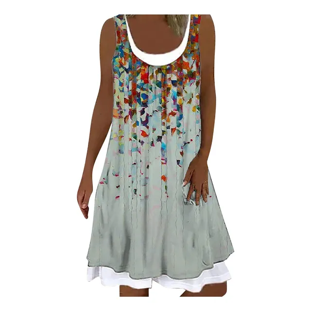 Vestido Nuevo Verano Para Mujer 2022 Estampado Suelto Floral