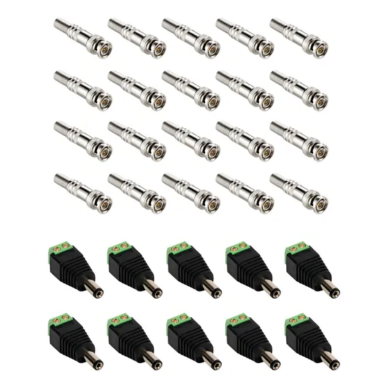 Kit 10 Conector P4 + 20 Bnc Macho Dvr Cftv Cameras Co123