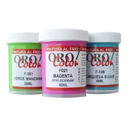 Pintura Al Frio Rojo Fluorescente Oro Color 60 Ml