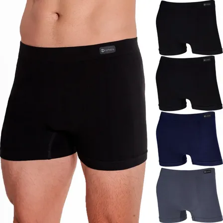 Kit 4 Cuecas Boxer Zhamaro Premium Algodão Sem Costura Box 2 Pretas 1 Marinho 1 Cinza Liso Gg 50 A 52