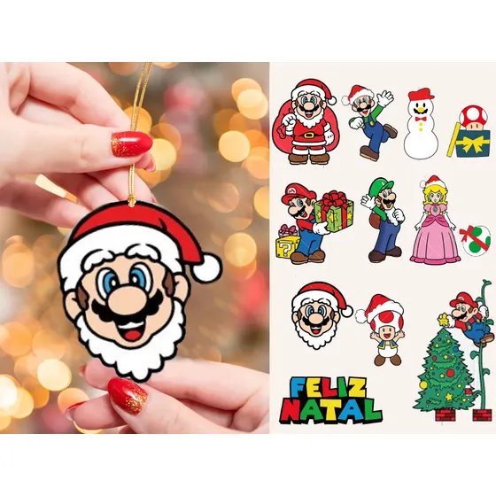 12 Super Mario Bros Enfeites Árvore De Natal Geek Decoração