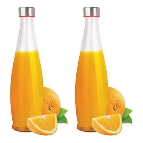 Garrafa De Vidro Acqua 1 Lt Tampa Inox E Silicone - 2 Peças