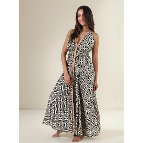 Vestido Mujer Largo Solero Hermosa Espalda Mandala Bohemia