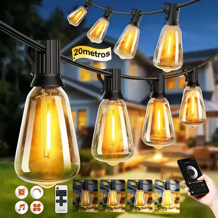 St38 Varal Luzes Bluetooth Corda 20m Lampadas 25led 110/220v Branco-quente 110220 V