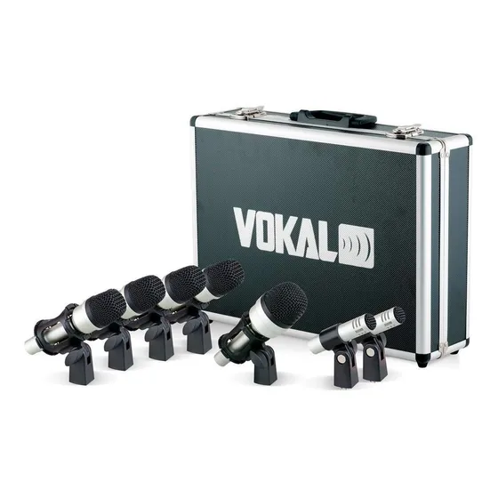 Microfones Vokal VDM-7 condensador dinâmico preto/prata