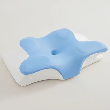 Travesseiro Viscoelástico Borboleta Cervical Sono Profundo Azul-celeste